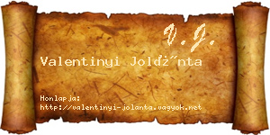 Valentinyi Jolánta névjegykártya
